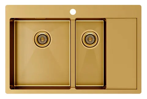 Кухонная мойка Paulmark Kroner 78/2SF L (780*510) Брашированное золото BG